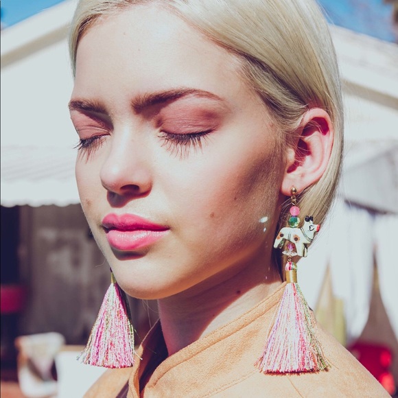 SJO Handmade Bombay Bengal Earrings w Red Tassels - Picture 4 of 6